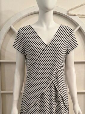 Vince Camuto Nautical Blue and White Striped Wrap Top preppy summer yachting